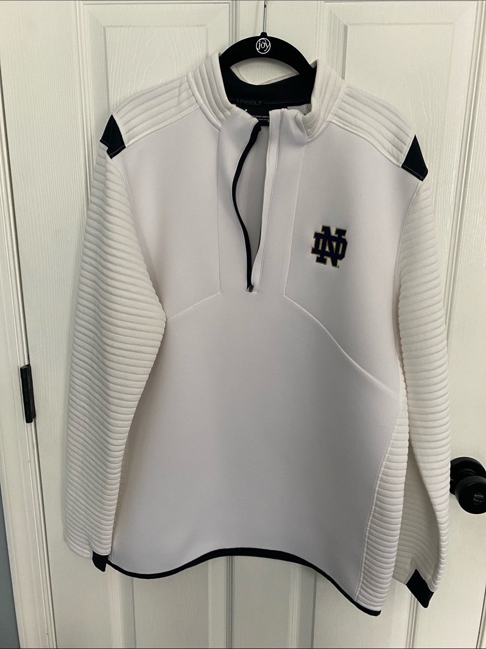 Under Armor Notre Dame White Quarter-Zip with Black Trim